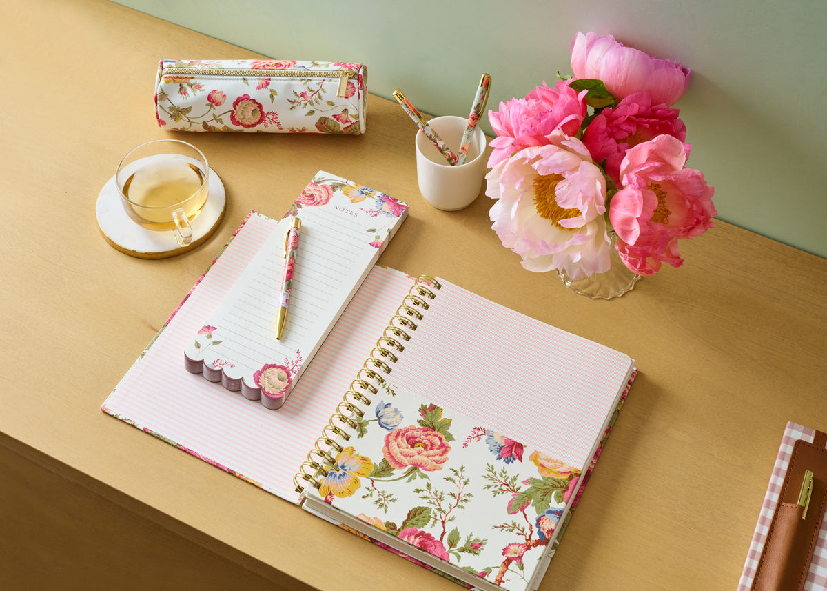 Laura Ashley Romantic Cottage Floral Spiral Notebook| 8" x 10''