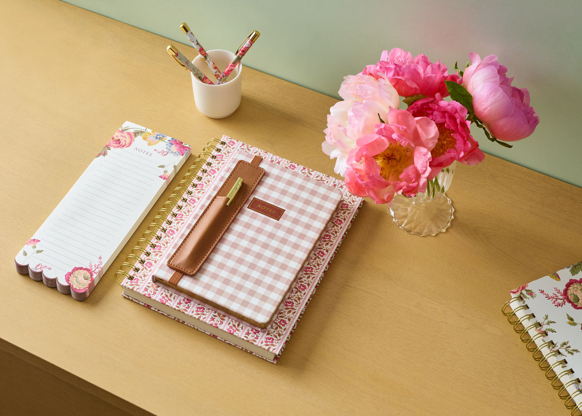 Laura Ashley Chestnut Gingham Journal with Pen | 6'' x 8''