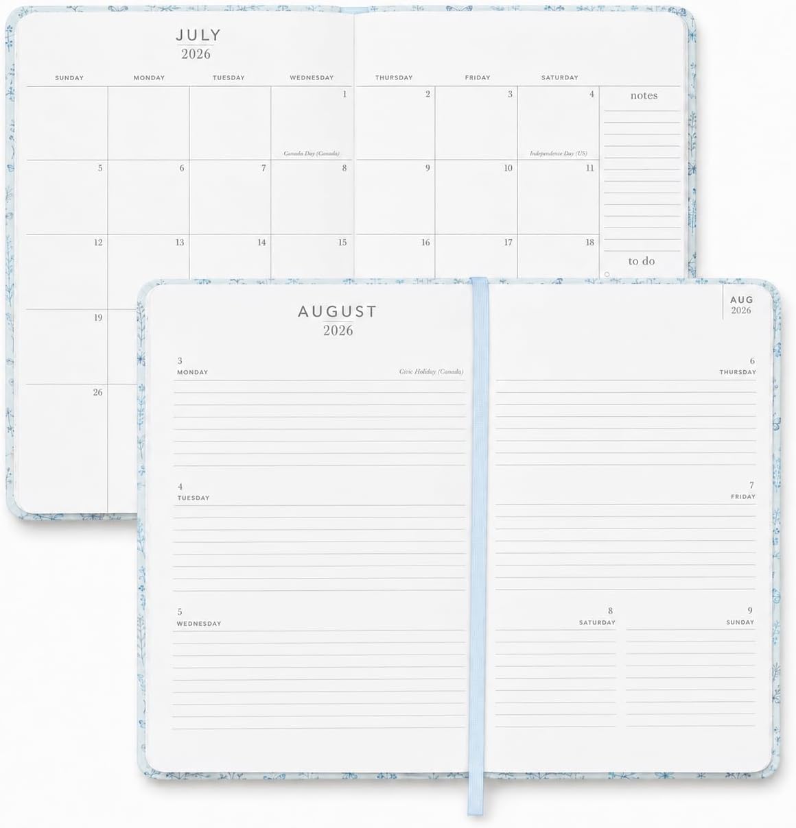 2026–2027 Academic Planner | 18 Month | 6" × "8" | Blue Floral
