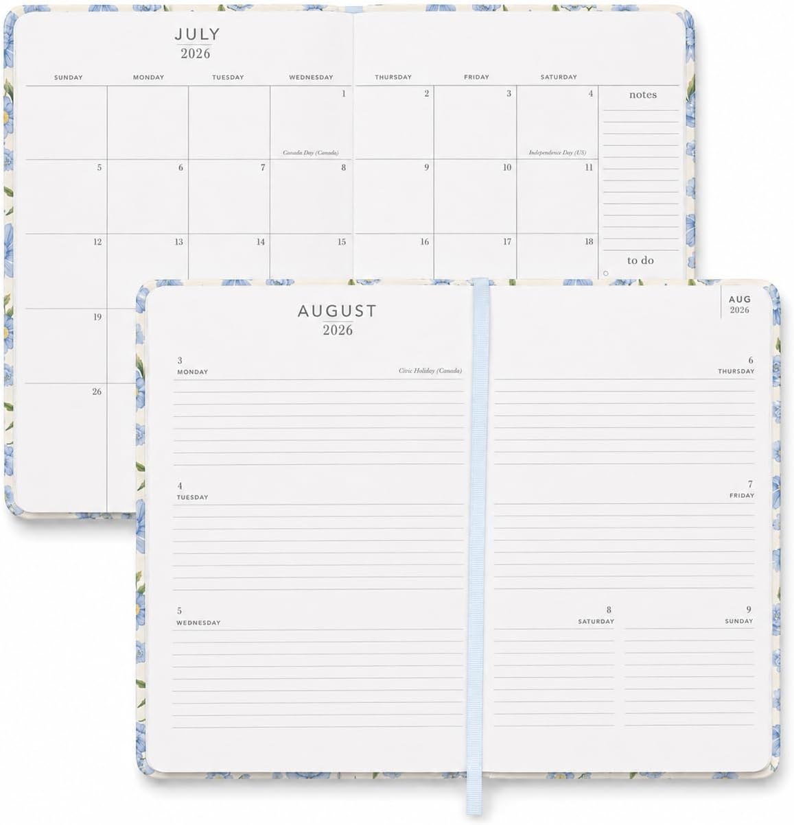 2026–2027 Academic Planner | 18 Month | 6" × "8" | Blue Daisies