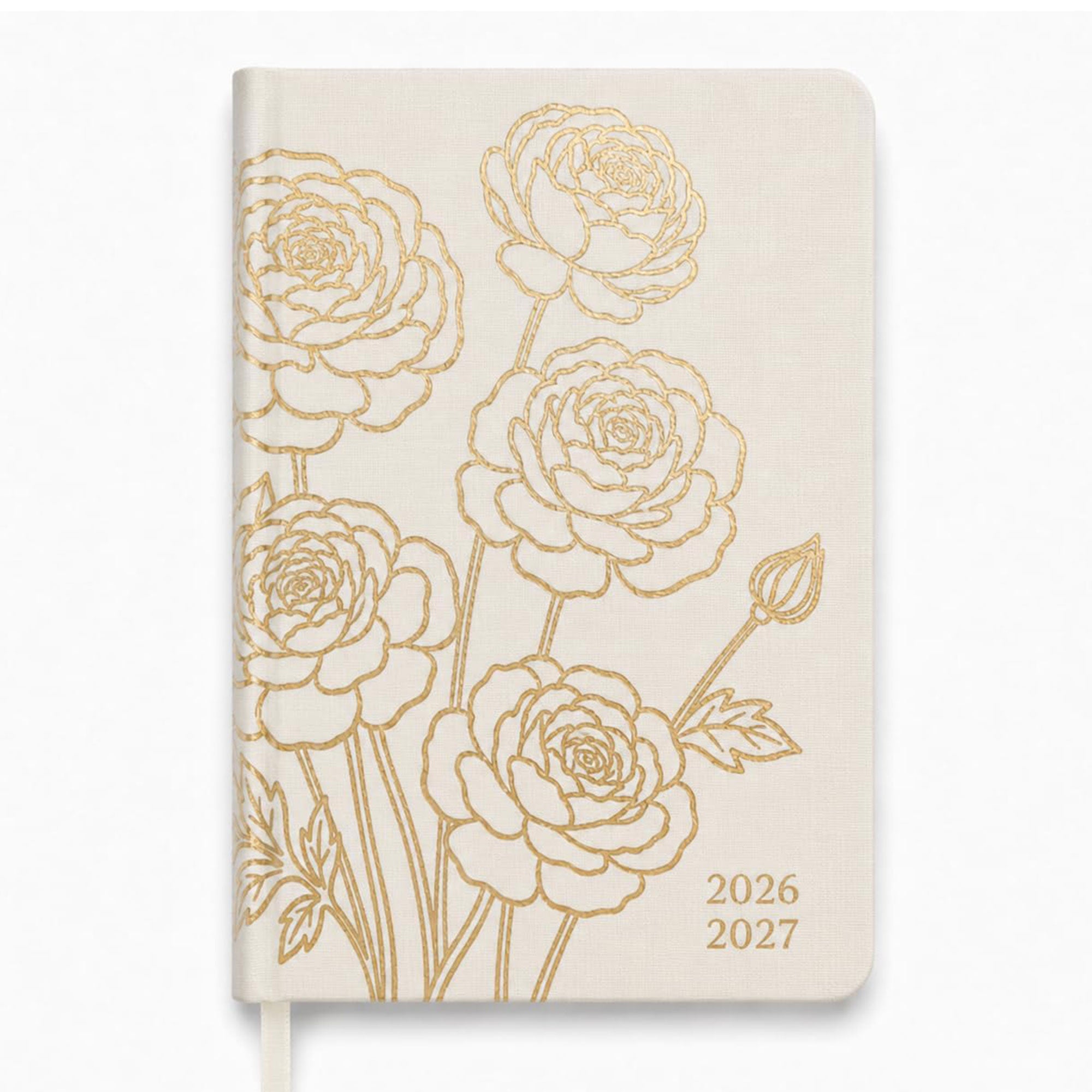 2026–2027 Academic Planner | 18 Month | 6" × "8" | Gold Peony