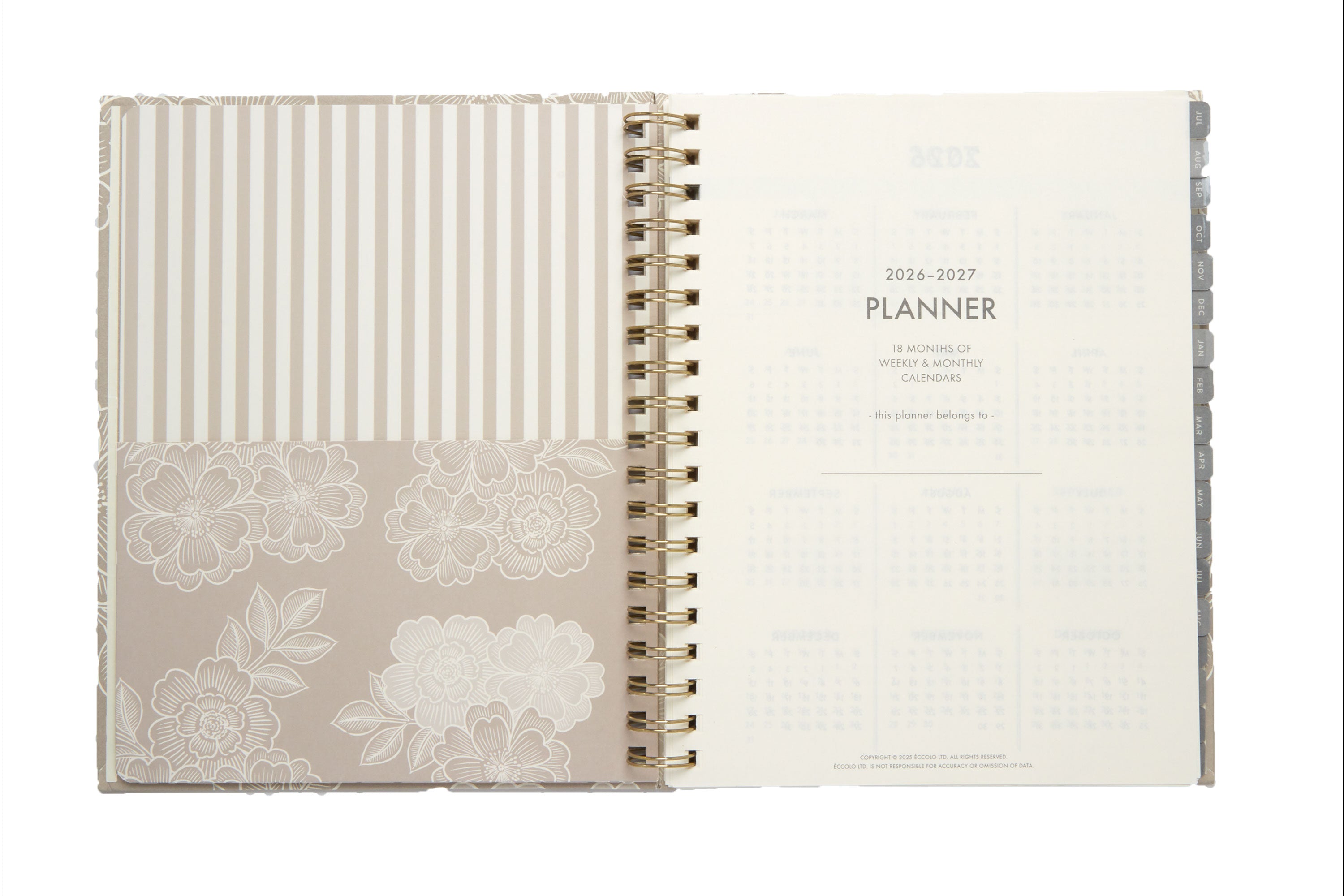 2026–2027 Academic Planner | 18 Month | 7" × "9" | Tan Floral