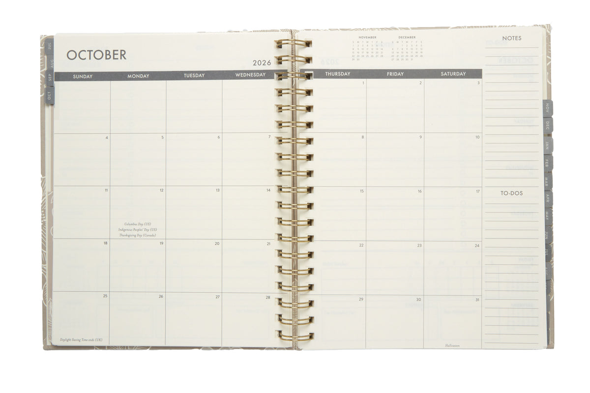 2026–2027 Academic Planner | 18 Month | 7" × "9" | Tan Floral