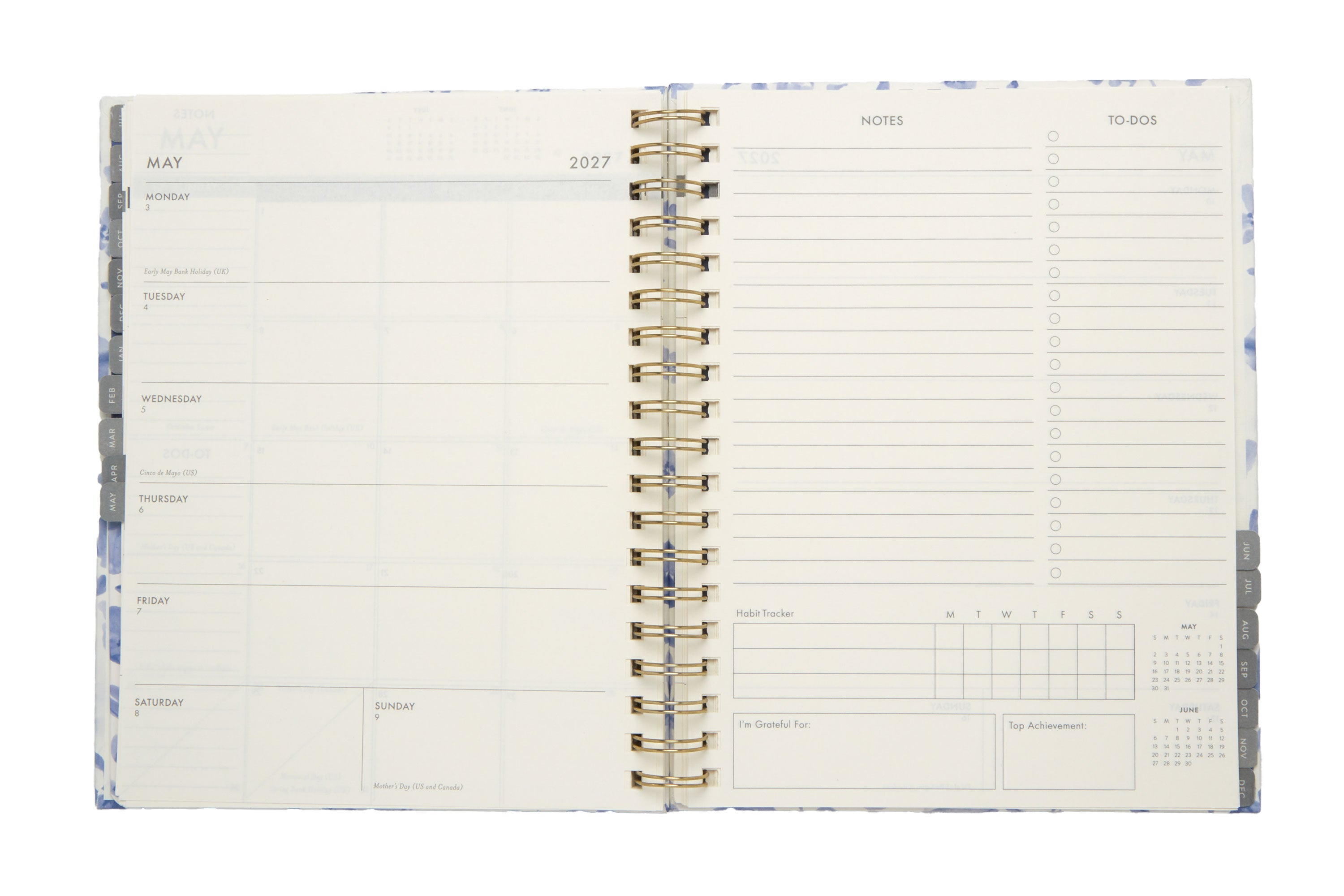 2026–2027 Academic Planner | 18 Month | 8" × "10" | Blue Flowers