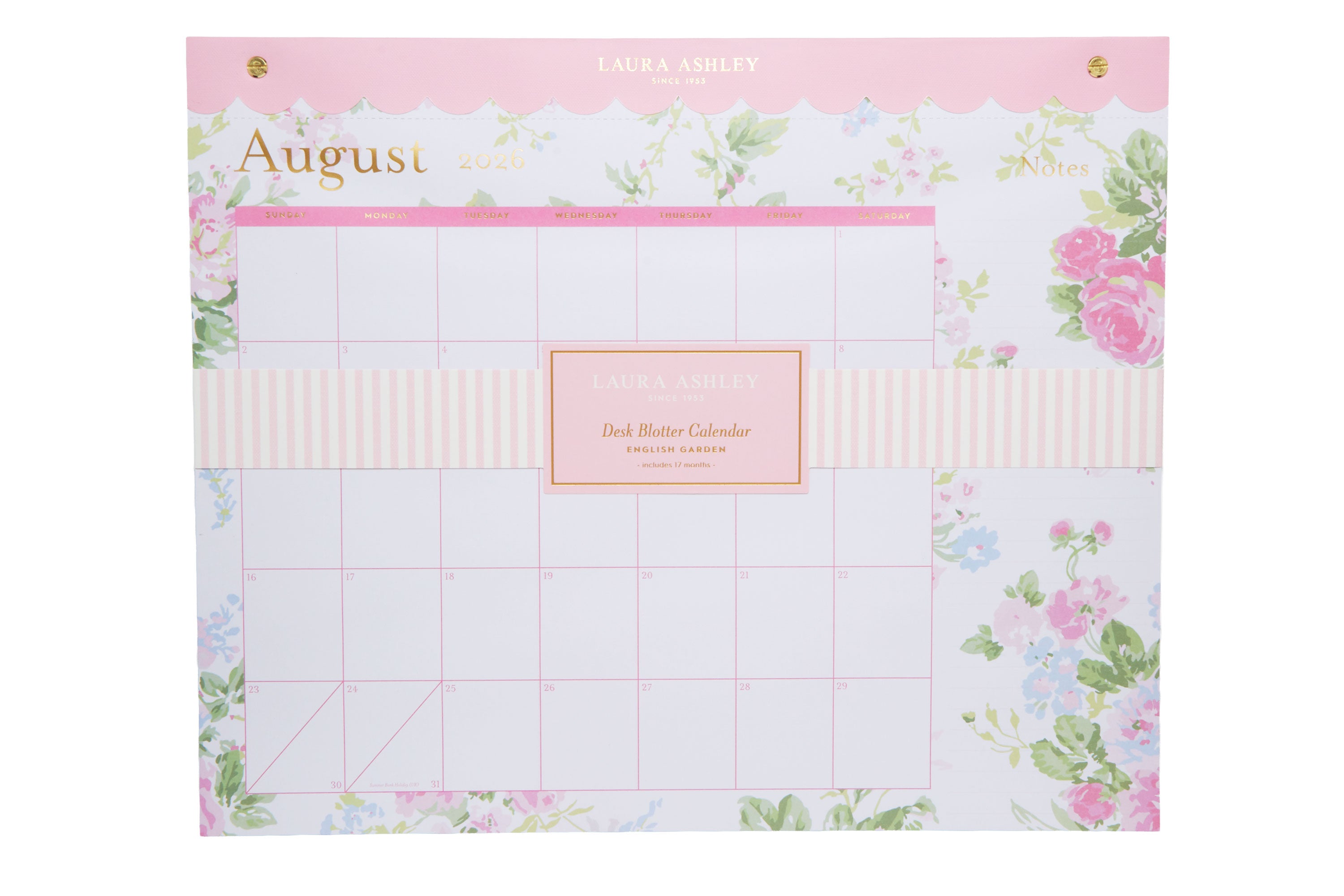 Laura Ashley 2026–2027 Desk Calendar | Pink Garden