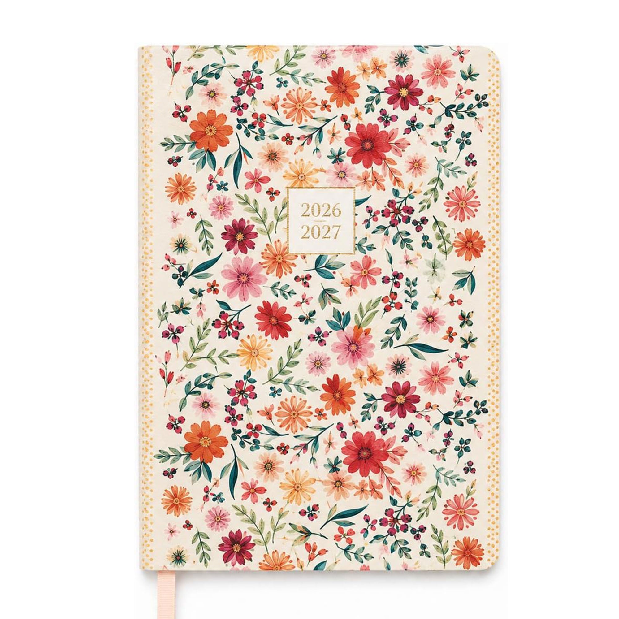 2026–2027 Academic Planner | 18 Month | 6" × "8" | Peach Colorful Floral