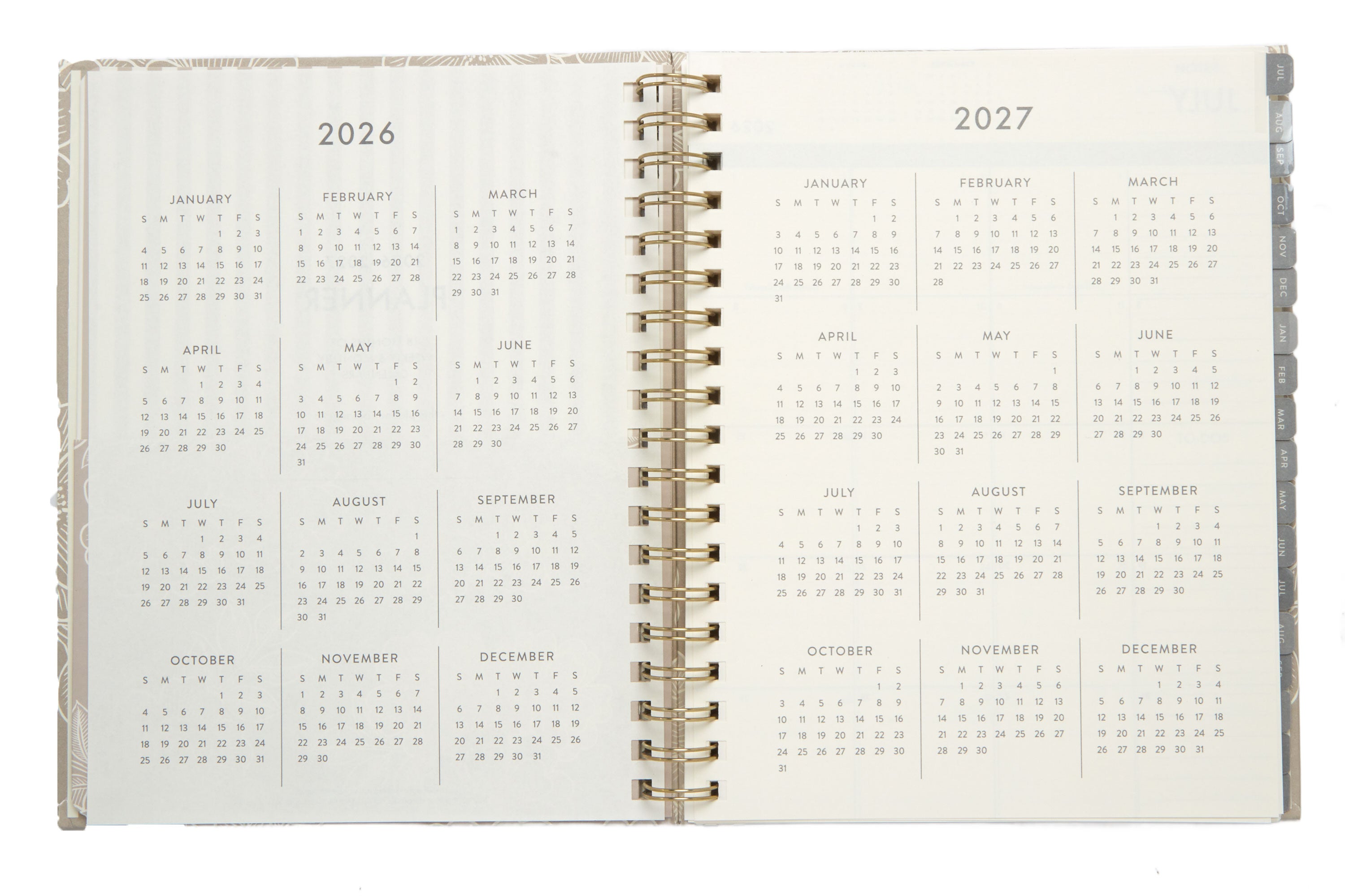 2026–2027 Academic Planner | 18 Month | 8" × "10" | Tan Floral