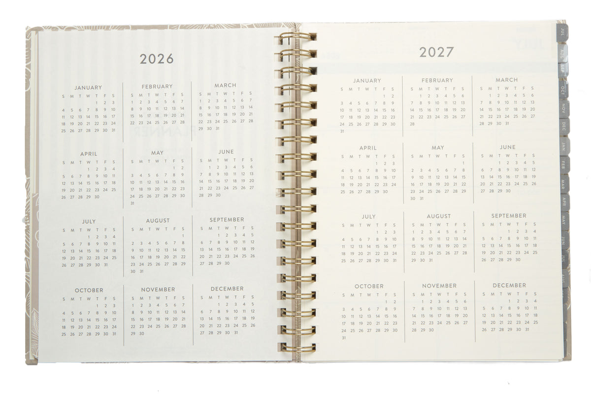 2026–2027 Academic Planner | 18 Month | 7" × "9" | Tan Floral