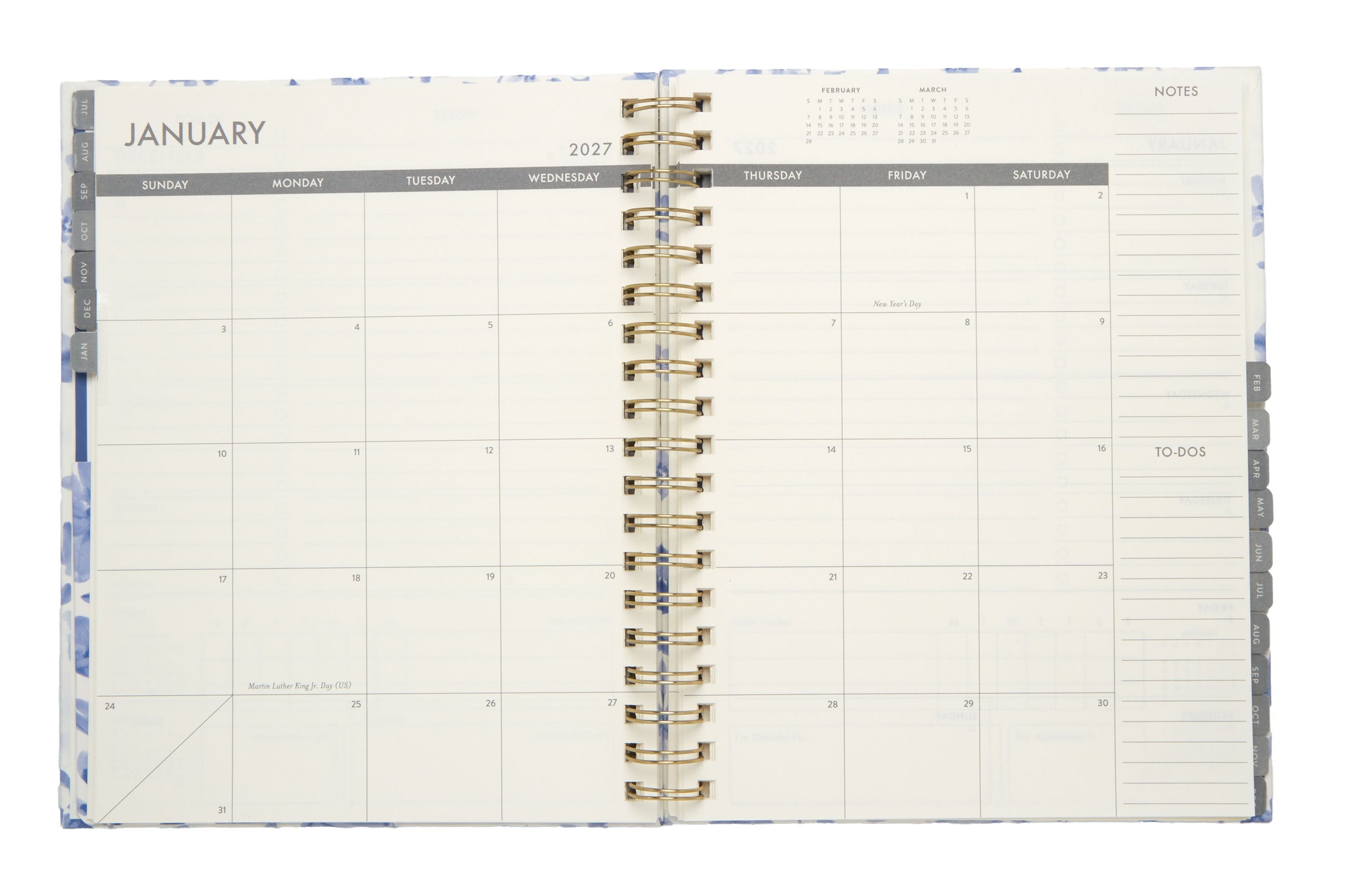 2026–2027 Academic Planner | 18 Month | 8" × "10" | Blue Flowers
