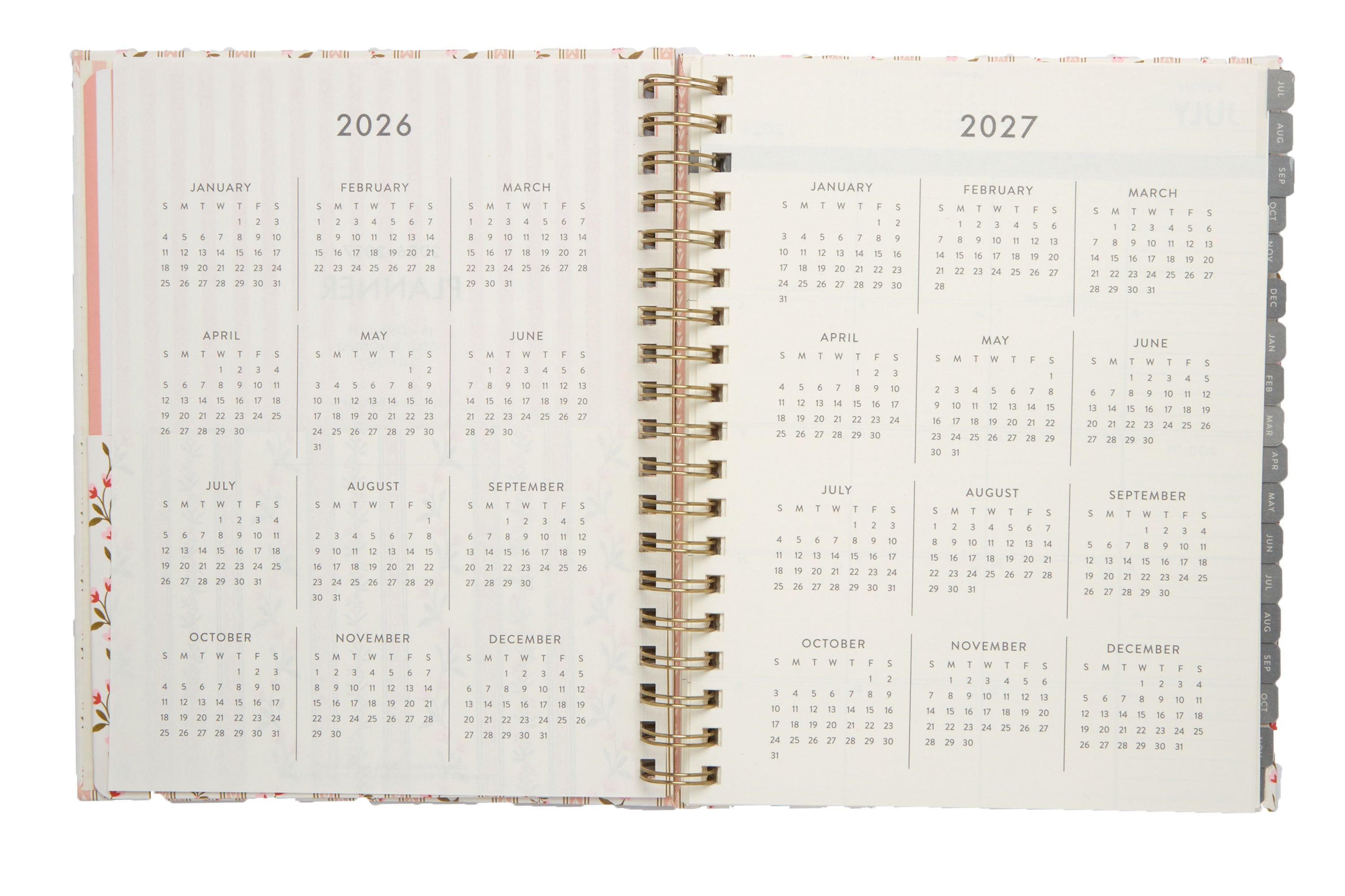 2026–2027 Academic Planner | 18 Month | 8" × "10" | Pink Vines