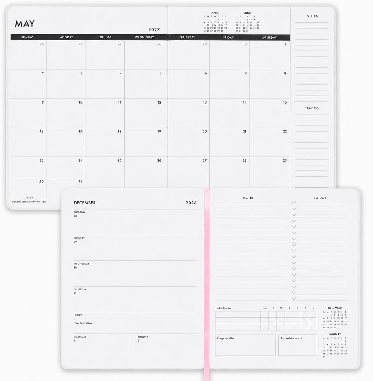 2026–2027 Academic Planner | 18 Month | 8" × "10" | White & Pink Floral