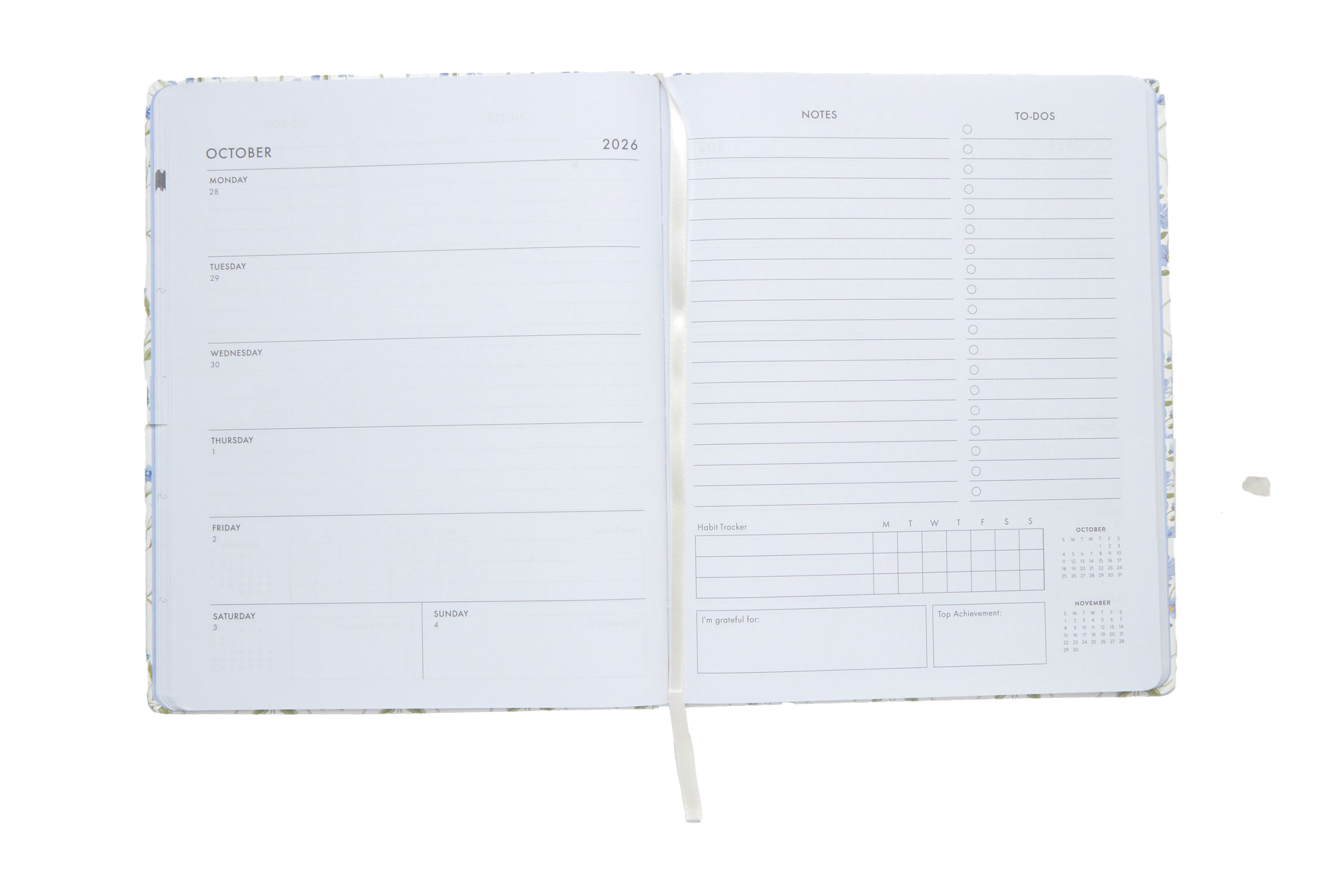 2026–2027 Academic Planner | 18 Month | 8" × "10" | White & Blue Floral