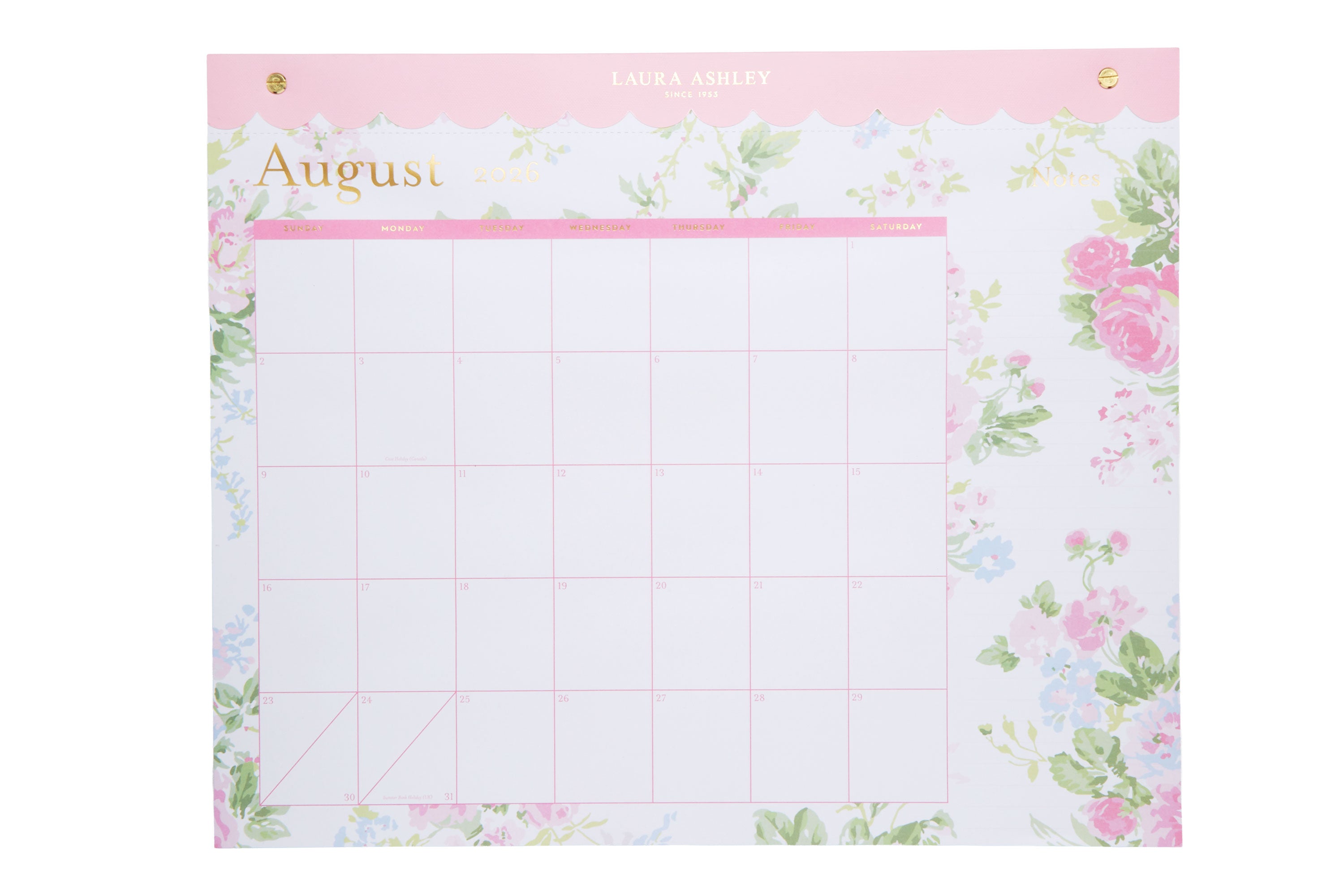 Laura Ashley 2026–2027 Desk Calendar | Pink Garden