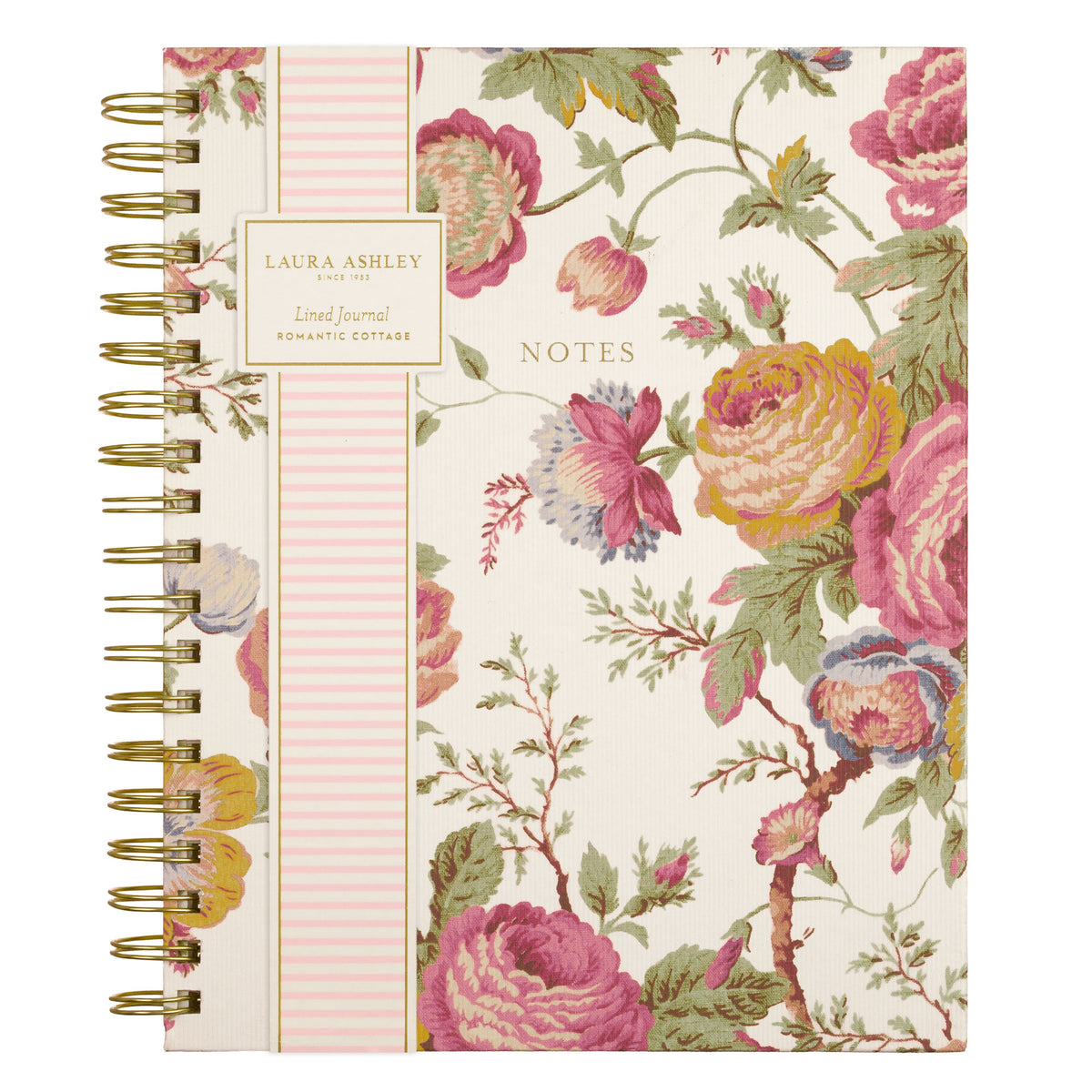 Laura Ashley Romantic Cottage Floral Spiral Notebook| 8" x 10''