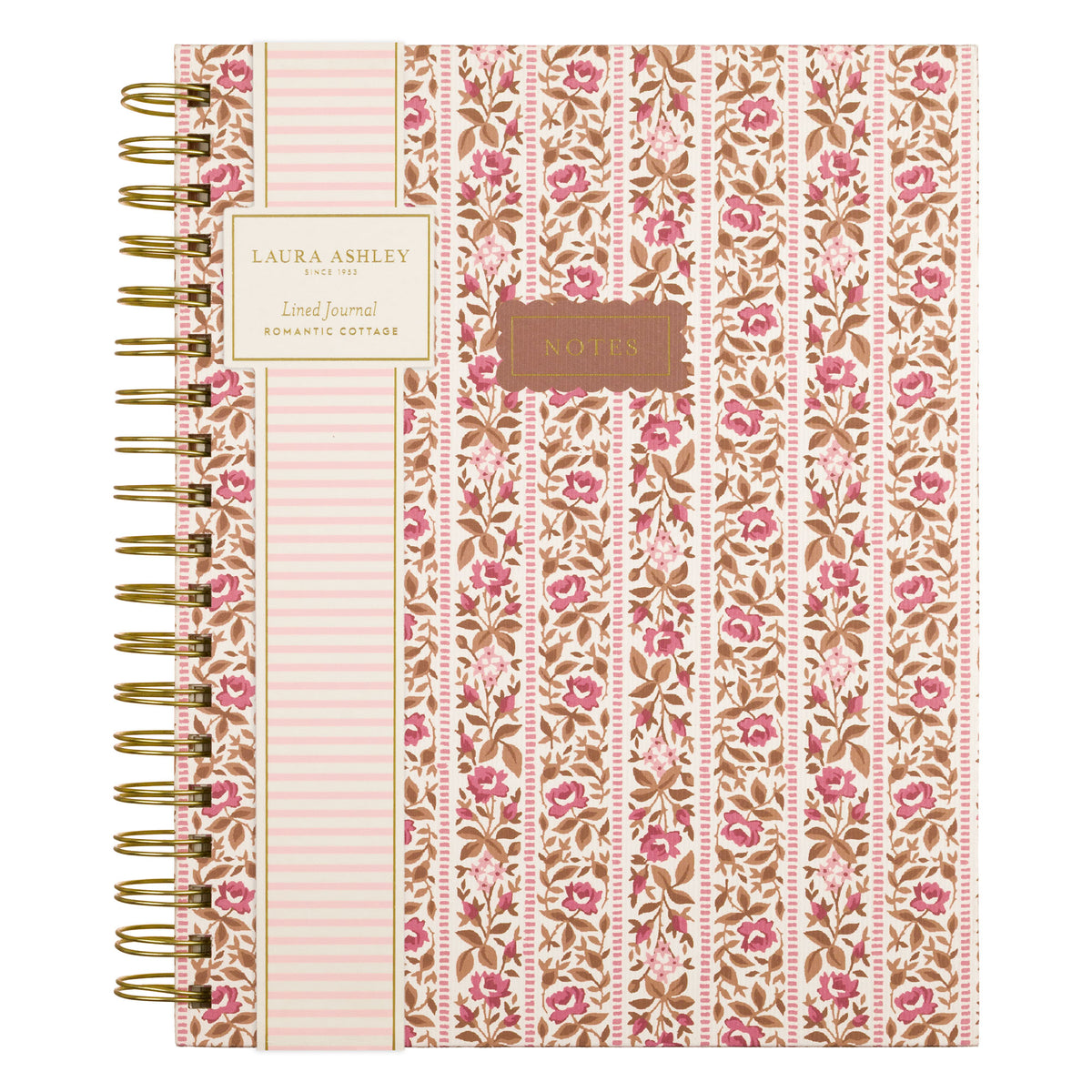 Laura Ashley Romantic Cottage Stripe Spiral Notebook| 8" x 10''