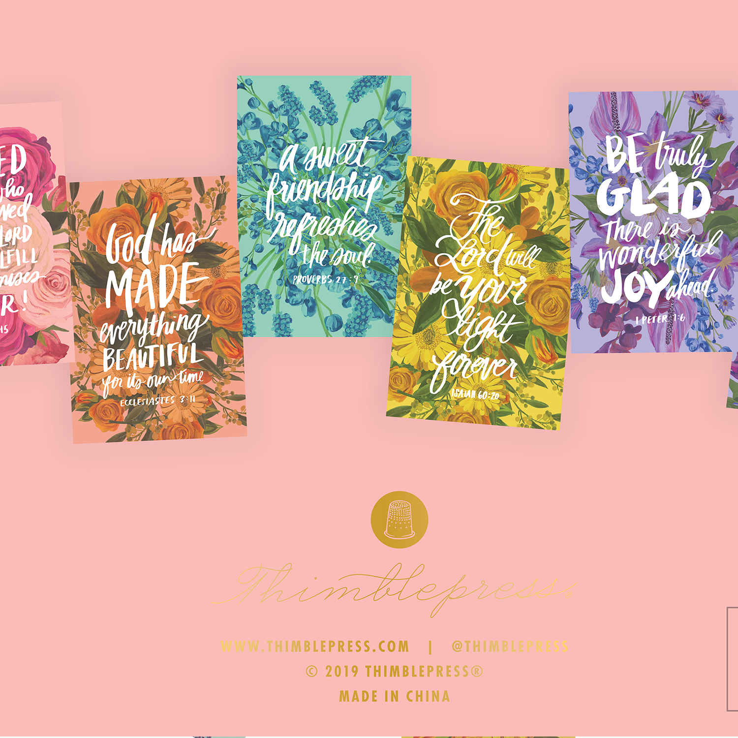 Pink Floral Prayer Cards