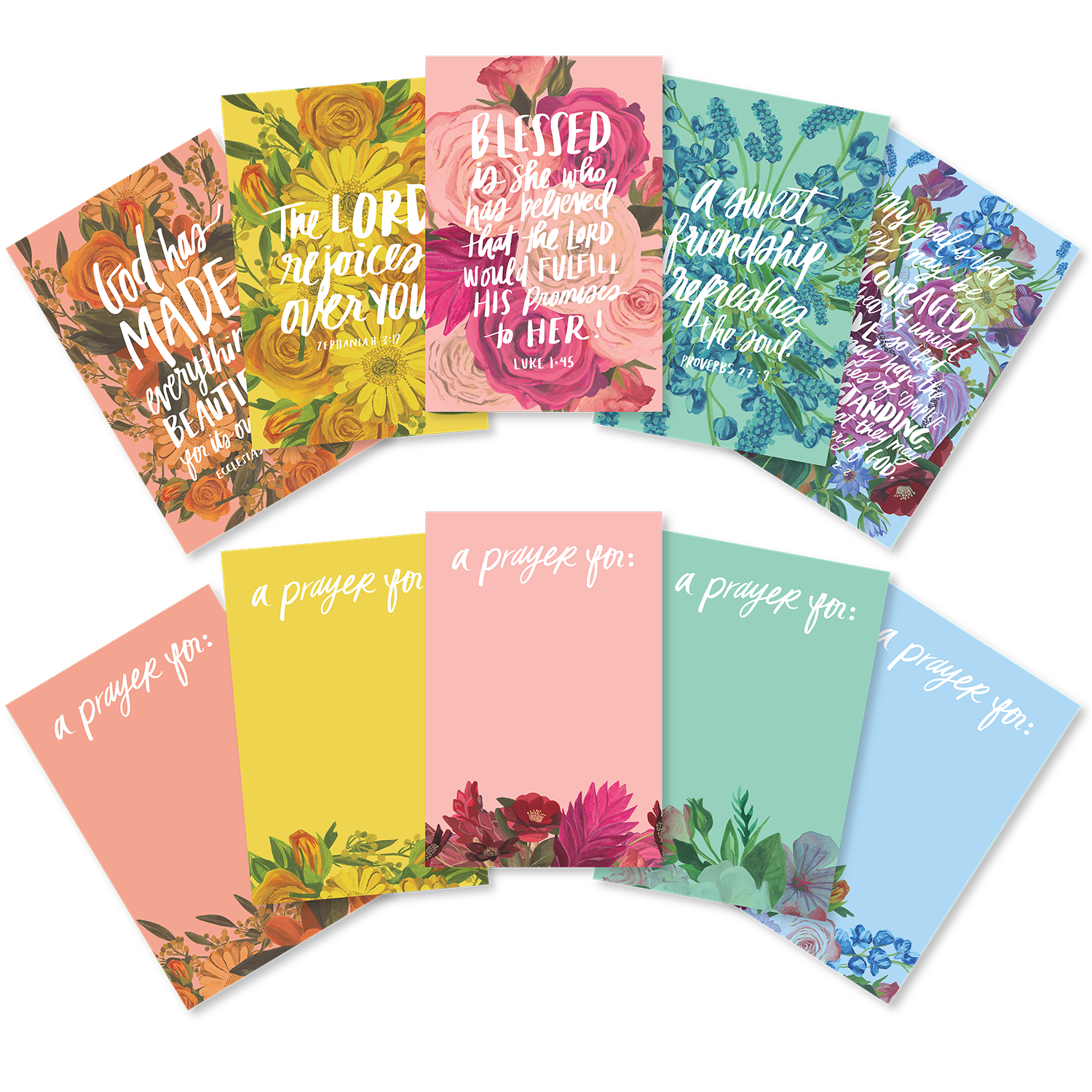 Pink Floral Prayer Cards